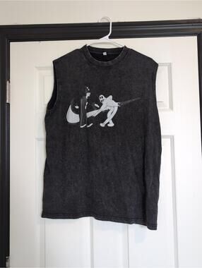 Medium cotton acid wash clown ghost horror tank